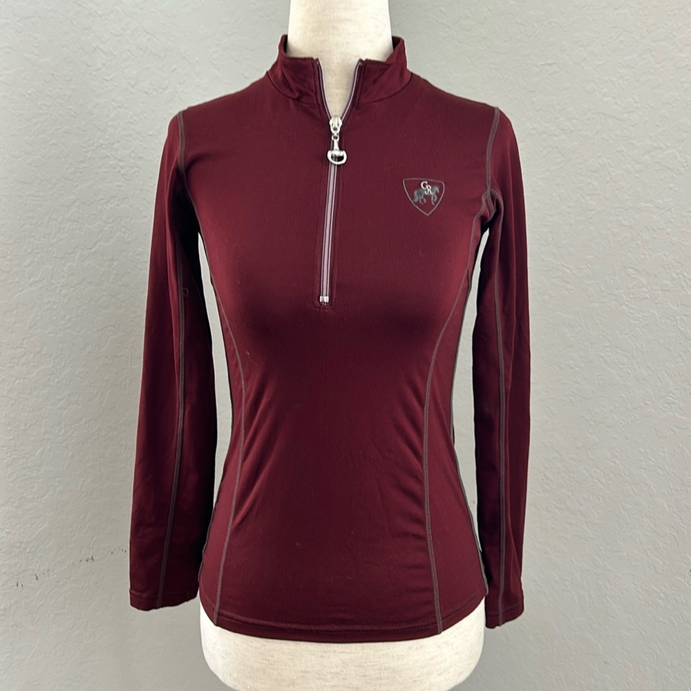 Goode Rider Equestrian kind sleeve maroon shirt
